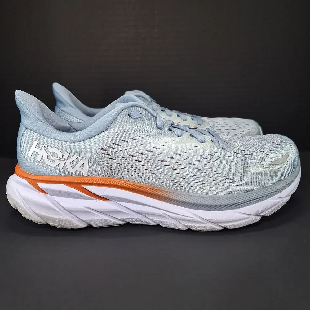 Hoka One One Clifton 8 Womens 9.5B Blue Fog 1119394 BFPA Running Shoes Sneakers